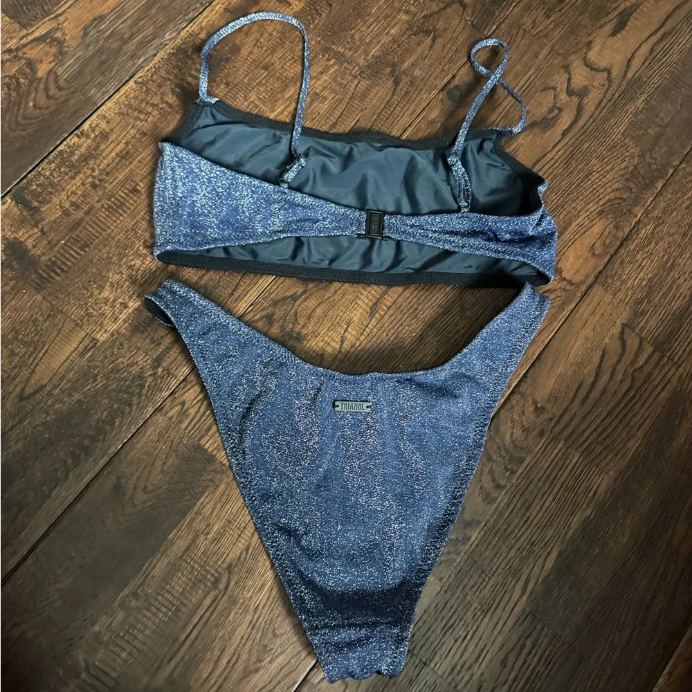 triangl swimwear Shimmery Navy Blue Bikini Set